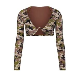 SKIMS Camouflage Long Sleeve Crop Top
